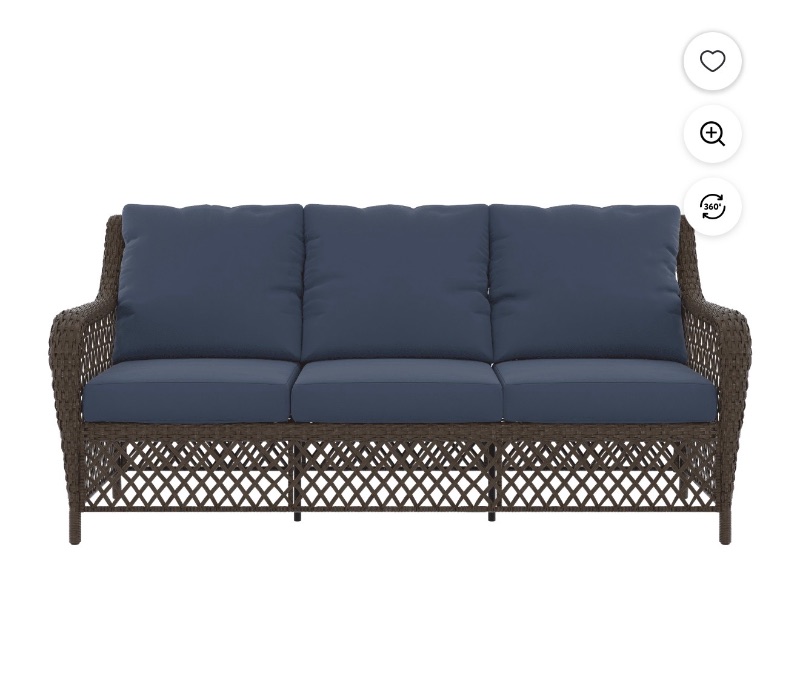 HOMETRENDS Belmont Steel Outdoor Sofa with Cushions, Navy sold price at auction in Canada