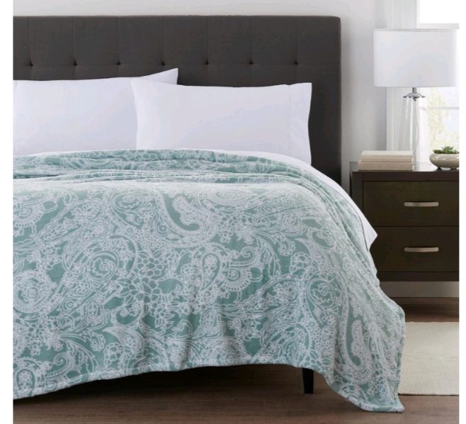 Hometrends Super Soft Paisley Plush Blanket Queen sold price at auction in Canada