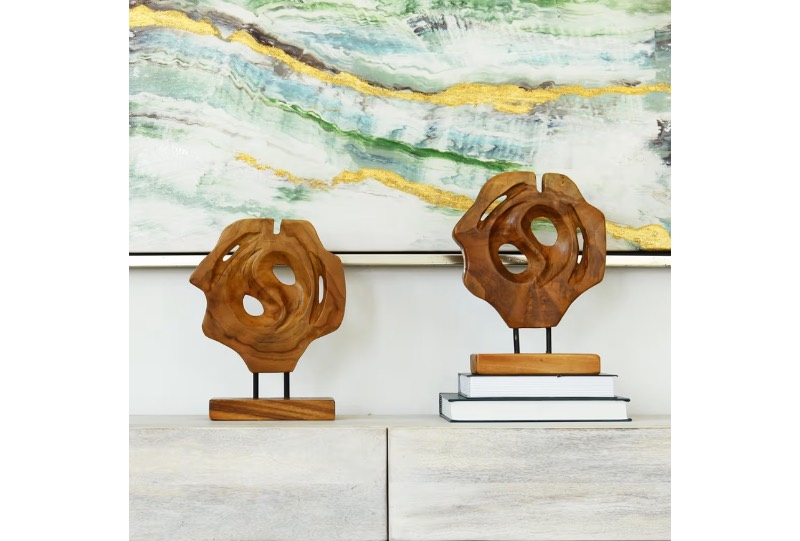 WELLAND Set of 2 Teak Abstract Hand sold price at auction in Canada