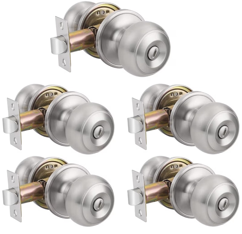 Probrico 5 Pack Door Knob Interior Satin Nickel Bedroom Door sold price at auction in Canada