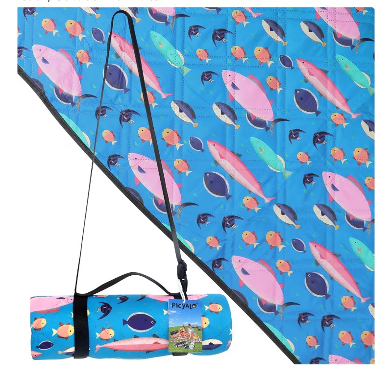 Outdoor Picnic Blanket Blue Floral 59"x79" Sandproof Beach sold price at auction in Canada