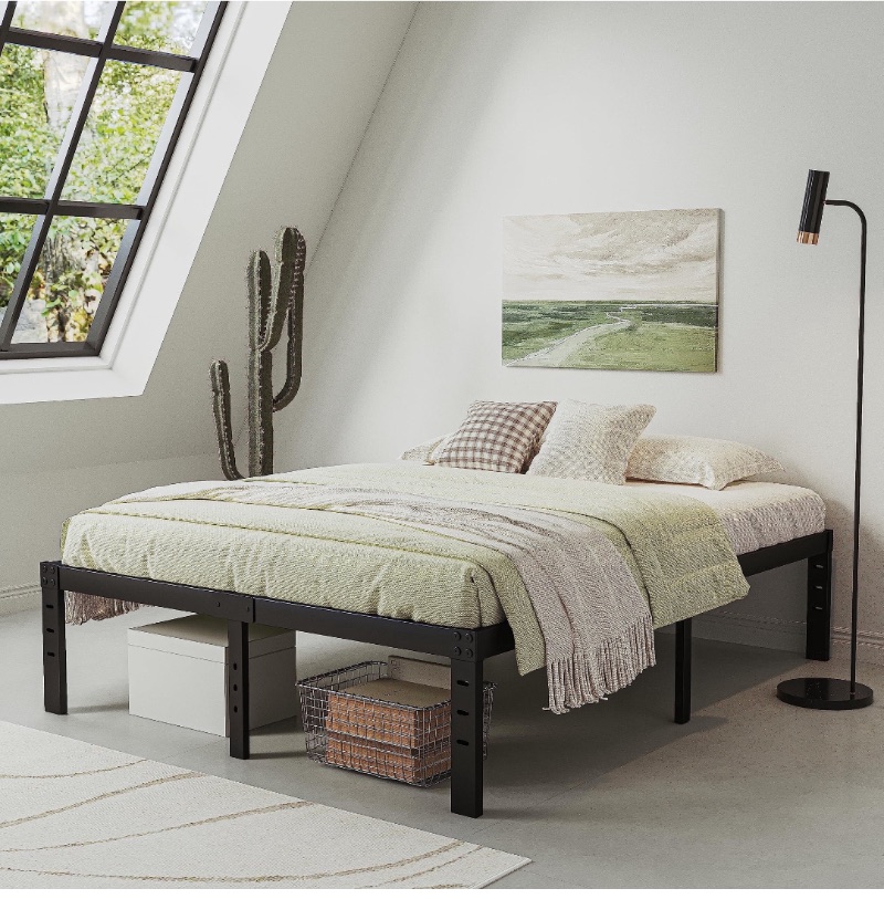 QFTIME 14" Queen Metal Bed Frame with Steel Slats sold price at auction in Canada