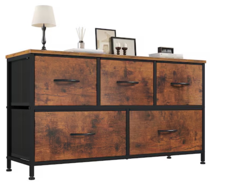 Sweetcrispy Rustic Brown 5-Drawer Dresser Storage Organizer sold price at auction in Canada