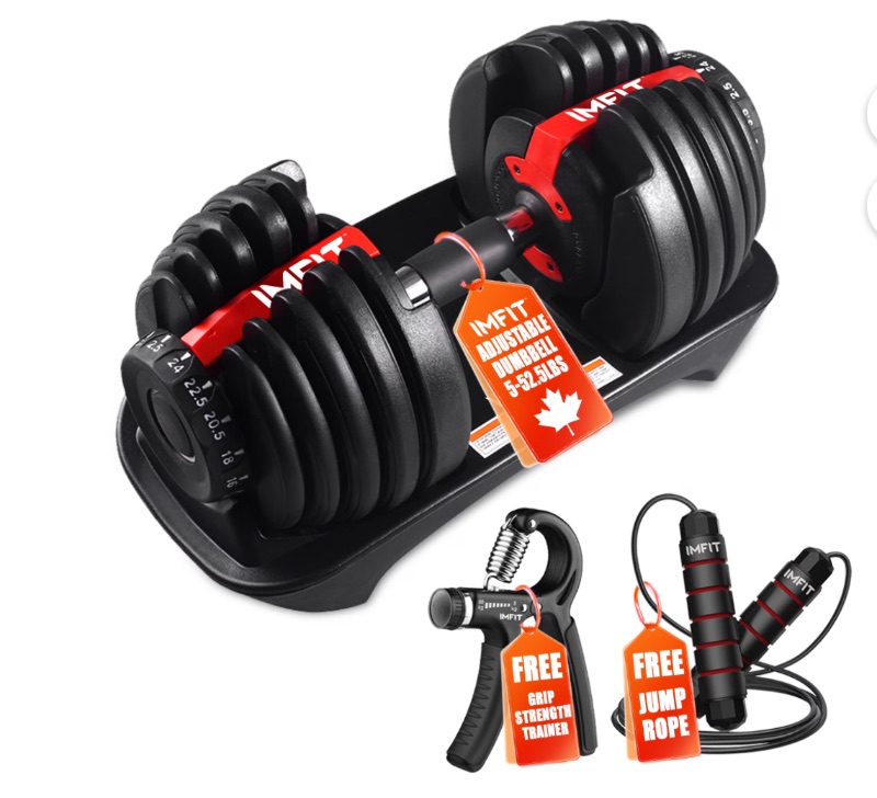 IMFit 5-52.5 lb Dumbbell (Quantity: 1) with Free Hand Grip sold price at auction in Canada