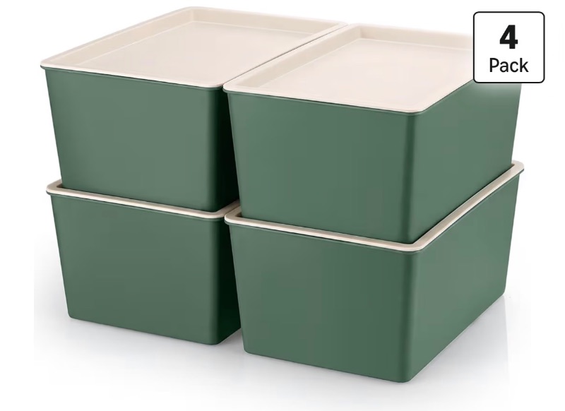 Menkxi 4 Pcs Storage Bins with Lids Plastic Stackable sold price at auction in Canada