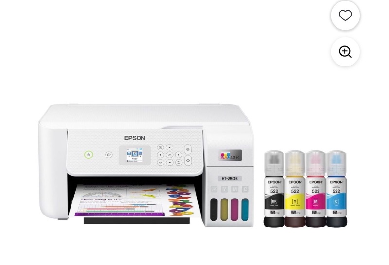 Epson EcoTank ET-2803 Wireless Color All-in-One Supertank sold price at auction in Canada