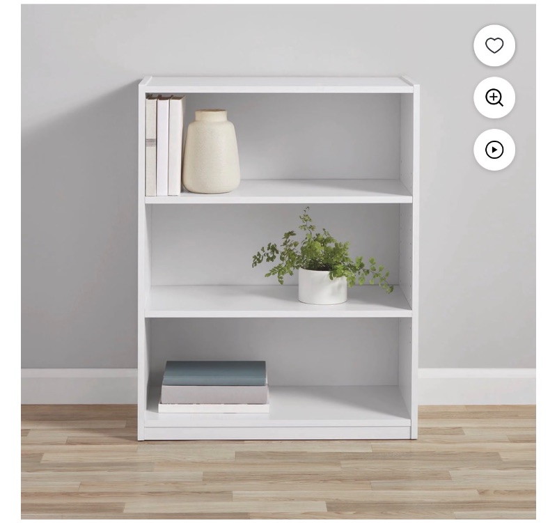 Mainstays 3-Shelf Bookcase with Adjustable Shelves, White sold price at auction in Canada