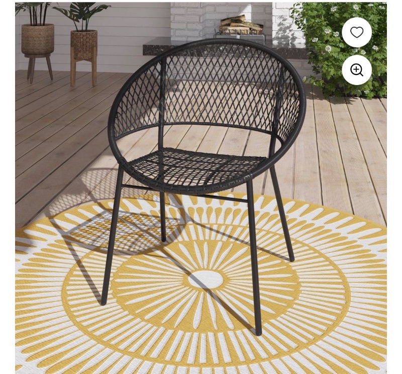 HOMETRENDS Wicker Outdoor Stacking Chair, Black sold price at auction in Canada