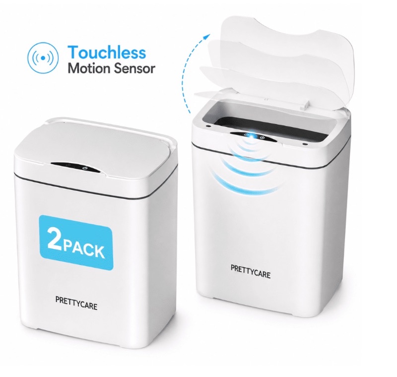 2 Pack Garbage Bins with Lid Automatic Sensor Touchless sold price at auction in Canada
