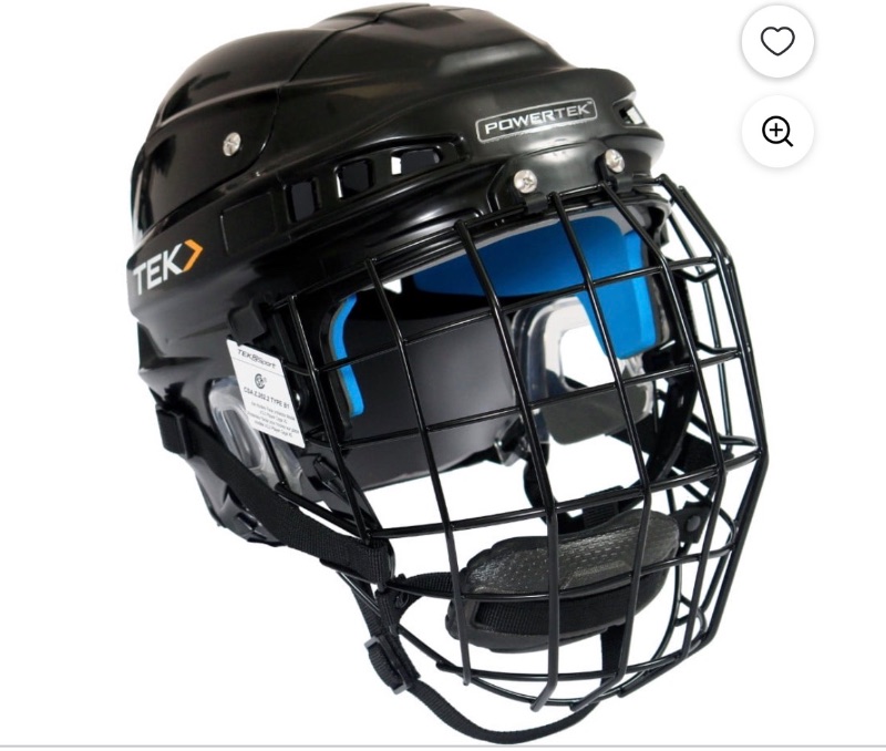 V3.0 Powertek Adult Black Ice Hockey Helmet with Cage_Size sold price at auction in Canada