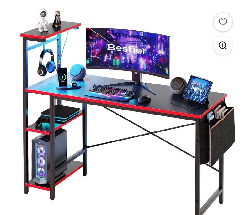 Bestier 52 inch Gaming Computer Desk with LED Lights & sold price at auction in Canada