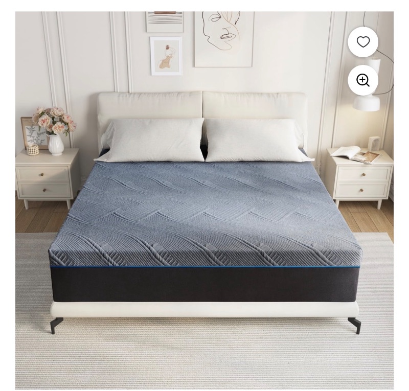 Lecuneey Queen Mattress, 10 Inch Gel Memory Foam Mattress sold price at auction in Canada