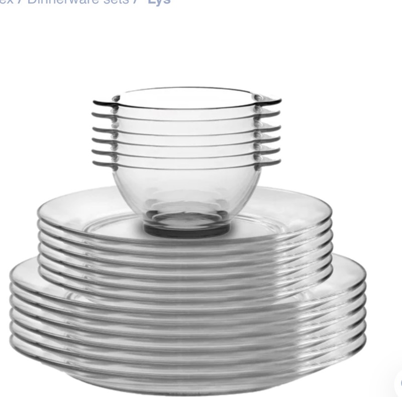 Duralex LYS Glass Dinnerware Set – sold for $10 at auction (list price $350)