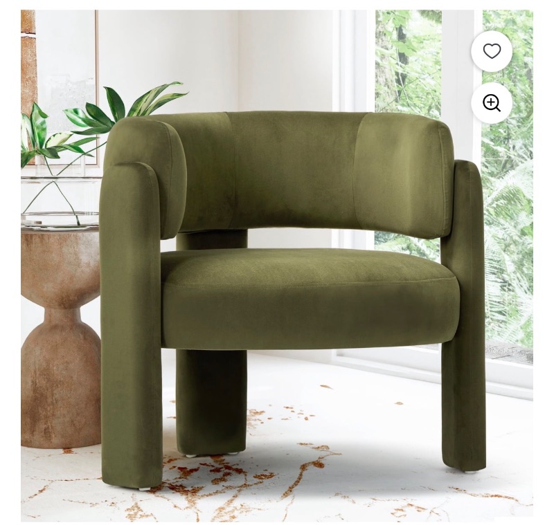 MALOL Modern Velvet Accent Chair U sold for $50 at auction (list price $400)