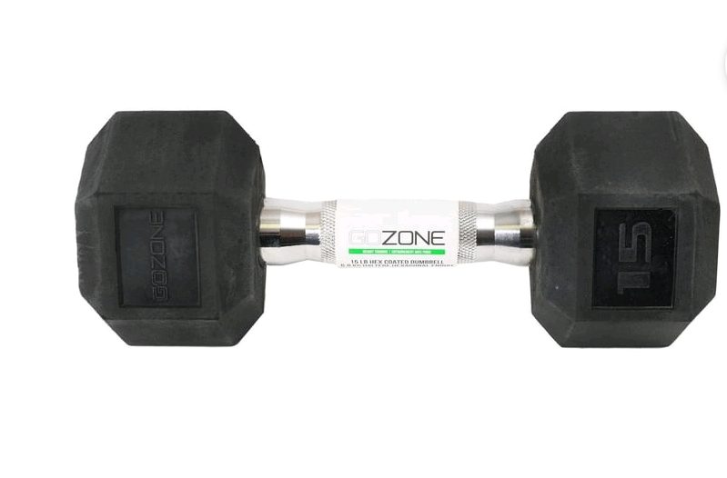 GoZone Rubber-Coated Hex Dumbbell - Black/Chrome sold price at auction in Canada