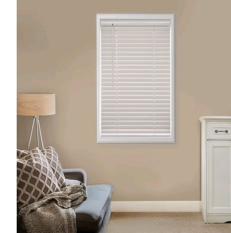Mainstays 2-Inch Faux Wood Horizontal Window Blinds, White sold price at auction in Canada