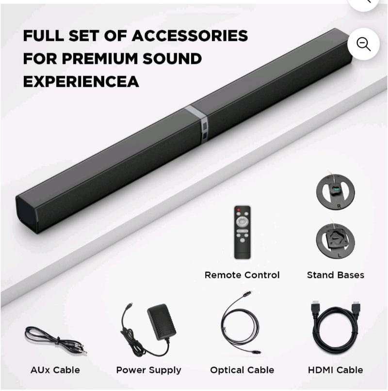 MZEIBO Sound Bar TV Soundbar 80W with Bluet sold for $40 at auction (list price $347)
