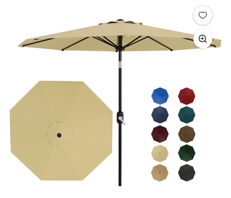 9Ft Round Patio Umbrella, 8 Sturdy Ribs Outdoor Table sold price at auction in Canada