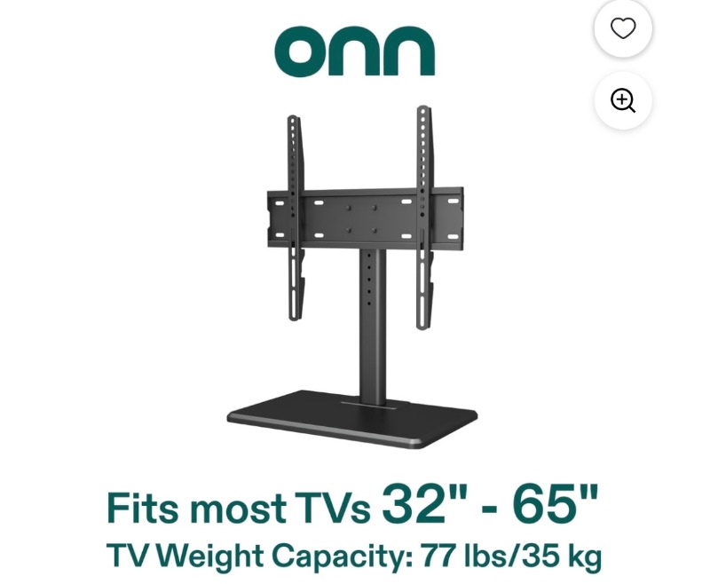 Onn. 32 in.-65 in./81.28 cm-165.1 cm Swivel TV Base sold price at auction in Canada